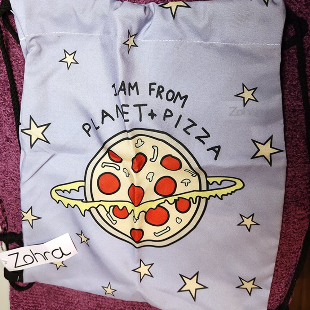 Zohra Planet Pizza Drawstring/Backpack - NWT